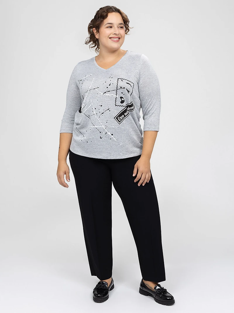 3/4-sleeve semi-fitted t-shirt