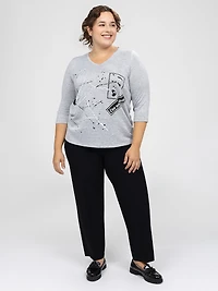 3/4-sleeve semi-fitted t-shirt