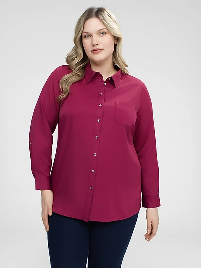Long-sleeve blouse with buttons
