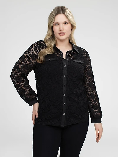 Blouse semi-ajustée à manches longues avec boutons
