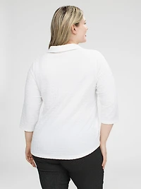 3/4-sleeve semi-fitted blouse with buttons