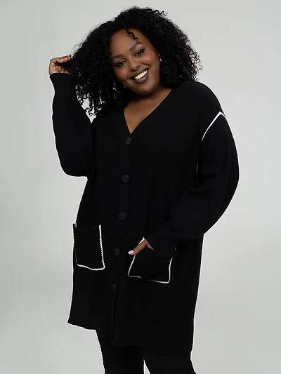 Semi-fitted sweater cardigan