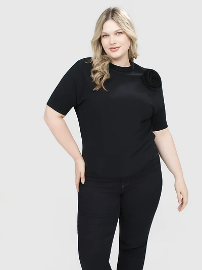 3/4-sleeve loose pullover sweater