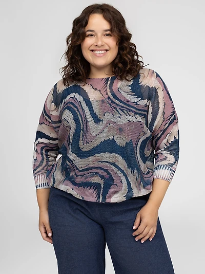 Long-sleeve loose pullover sweater