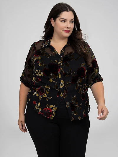 Blouse à manches 3/4 avec boutons