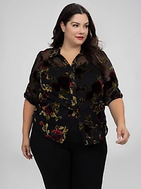 3/4-sleeve blouse with buttons