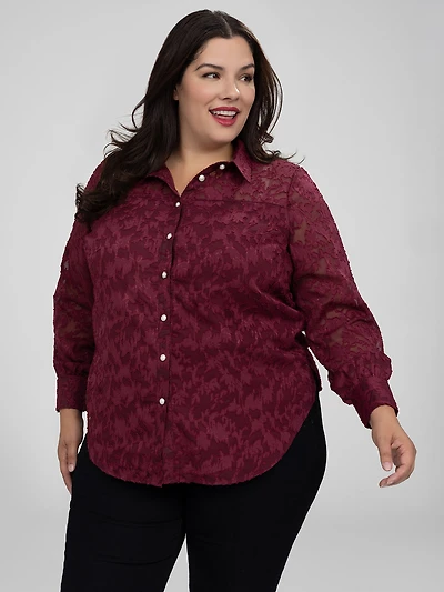 Long-sleeve blouse with buttons