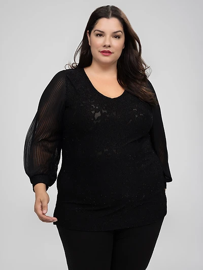 Long-sleeve semi-fitted knit tunic