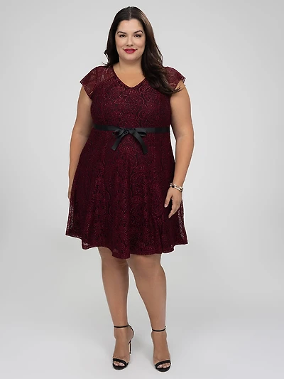 Flared midi knit dress