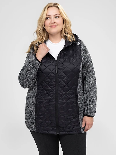 Mid thight semi-fitted soft shell jacket