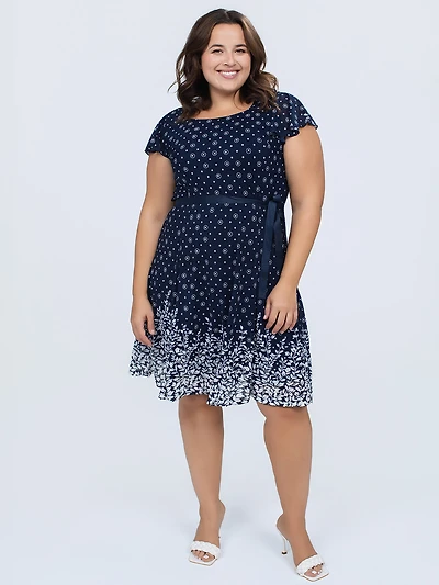 Flared midi knit dress