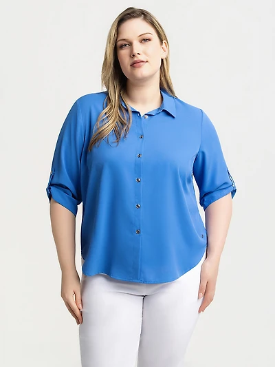 3/4-sleeve blouse with buttons