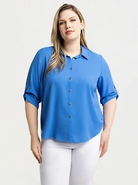 3/4-sleeve blouse with buttons