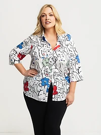 3/4-sleeve blouse with buttons