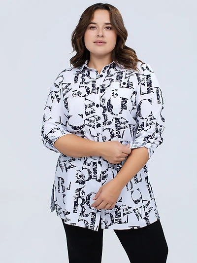 3/4-sleeve tunic with buttons