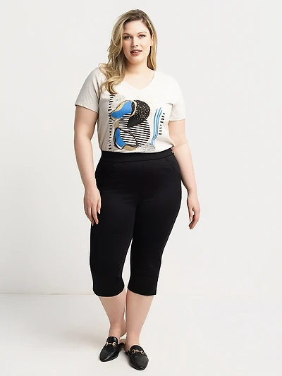 Skinny fitted knit pull-on capri