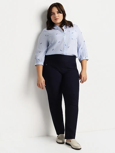 Pantalon droit ajusté à enfiler