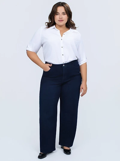 Wide-leg semi-fitted jean