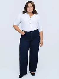 Wide-leg semi-fitted jean