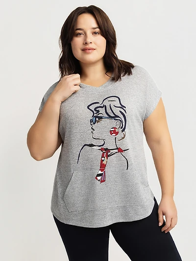 Tunique ample à manches courtes