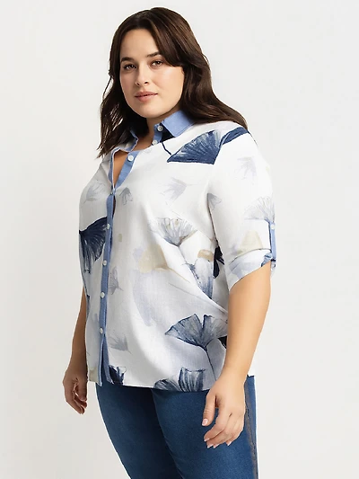 3/4-sleeve blouse with buttons