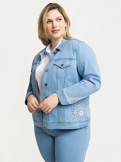 Veste en denim ajustée à manches longues