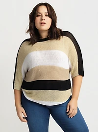 3/4-sleeve pullover sweater