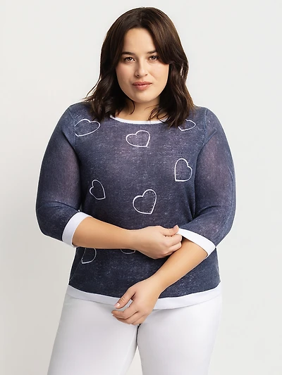 3/4-sleeve pullover sweater