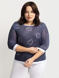 3/4-sleeve pullover sweater