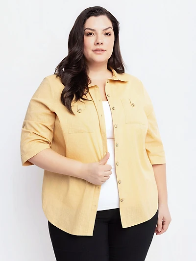 3/4-sleeve blouse with buttons