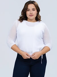 3/4-sleeve pullover sweater