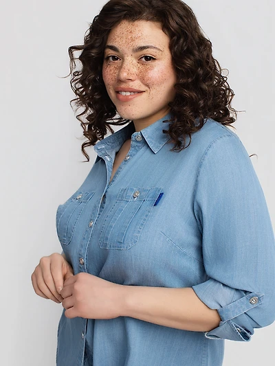 Blouse ample à manches longues avec boutons