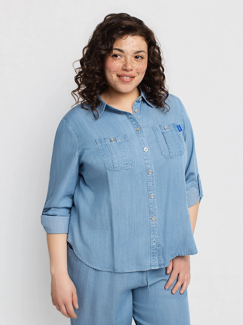 Blouse ample à manches longues avec boutons