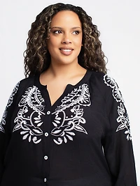 Blouse à manches 3/4 avec boutons