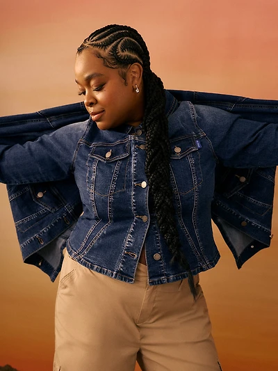 Veste en denim ajustée à manches longues