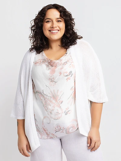 Cardigan ouvert à manches 3/4