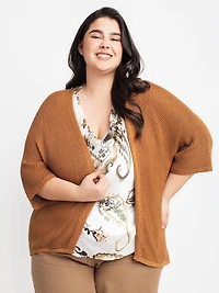 3/4-sleeve open sweater cardigan