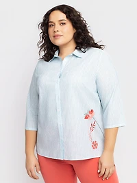 3/4-sleeve blouse with buttons