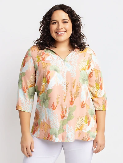 Blouse à manches 3/4 avec boutons