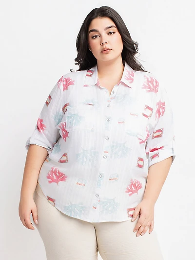 3/4-sleeve blouse with buttons