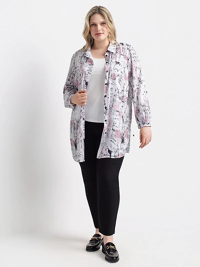 Long-sleeve tunic with buttons