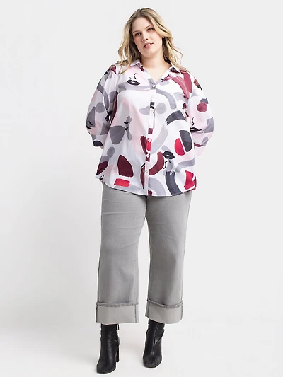 3/4-sleeve blouse with buttons