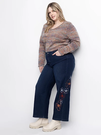 Wide-leg semi-fitted jean