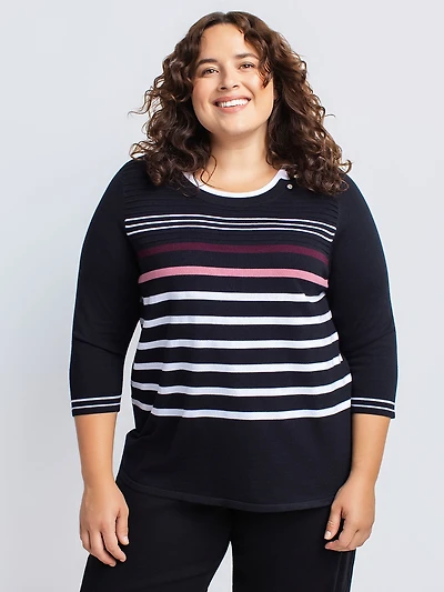 3/4-sleeve pullover sweater