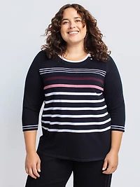 3/4-sleeve pullover sweater
