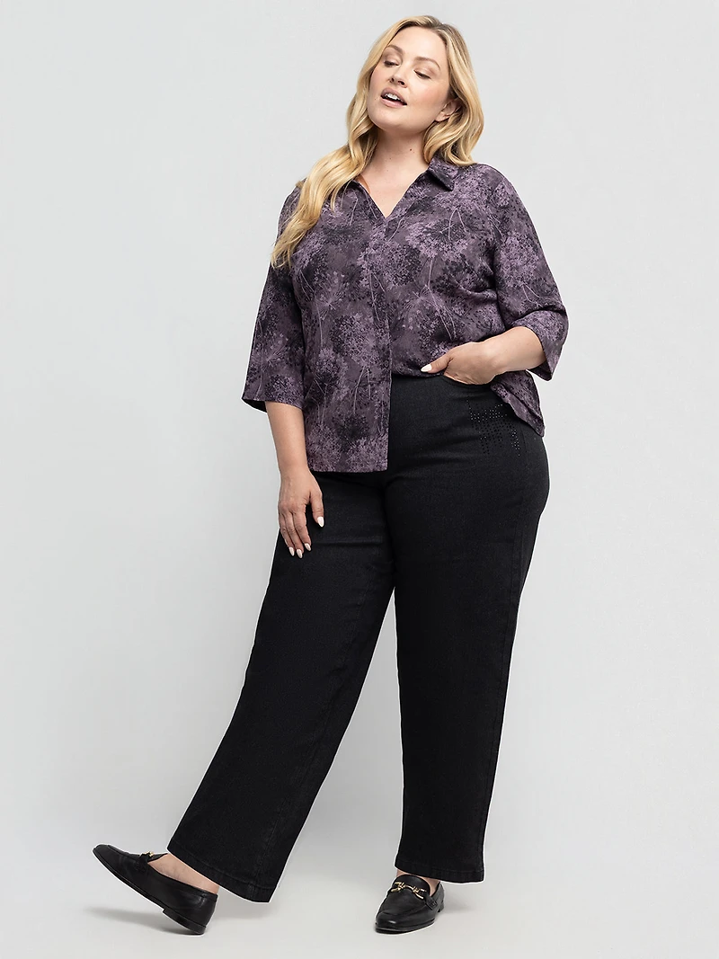 Wide-leg semi-fitted jean