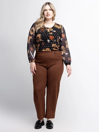 Pantalon jambe large à enfiler - Petite