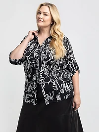 3/4-sleeve blouse with buttons