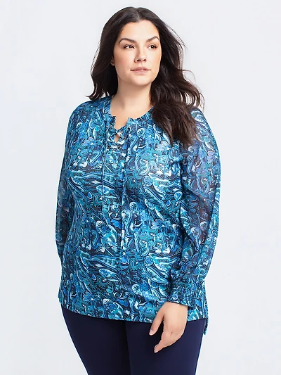 Long-sleeve knit tunic