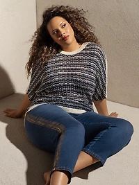 Chandail en tricot ample à manches 3/4